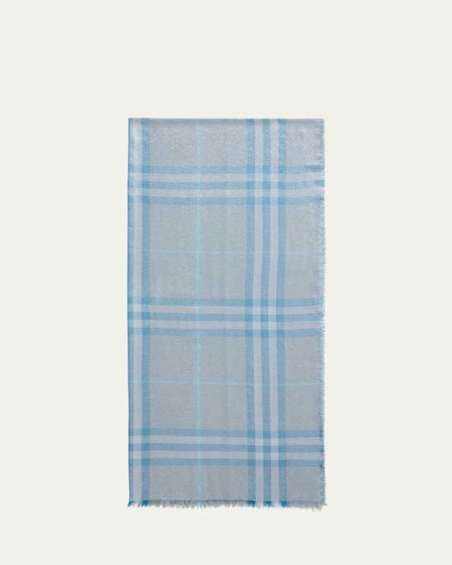 Metallic Giant Check Wool Scarf